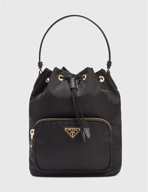 prada leather bucket bag black|Prada re nylon bucket bag.